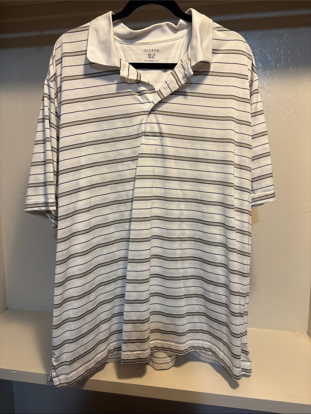 George White Polo with Thin Black Stripes